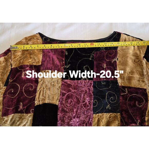 Marisol Patchwork Velour Jacket Top PLUS Sz 2X Embroidered *FLAW Boho Hippie 90s - Picture 14 of 16